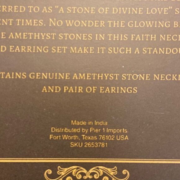 Pier 1 Imports Genuine Amethyst Stone Necklace and Earrings Set New in Box - Picture 8 of 8